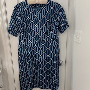 Boden Blue Geometric dress size 10L
